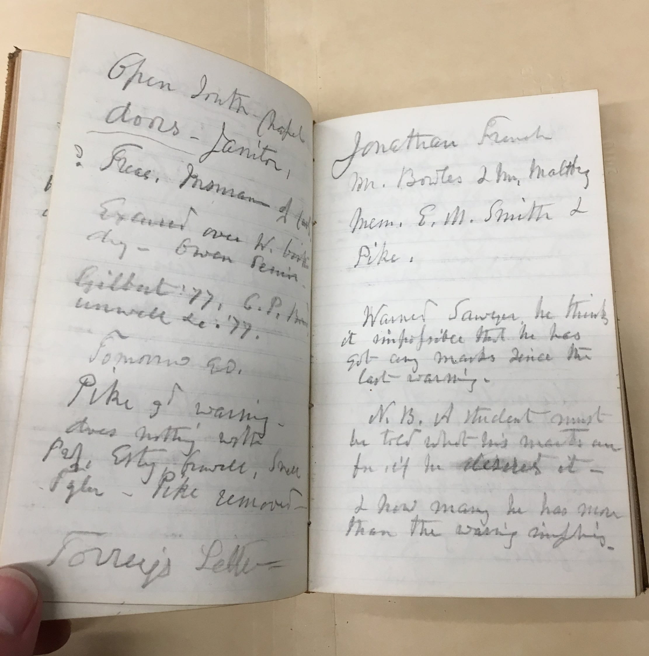 William Stearns faculty meeting notes, 1872