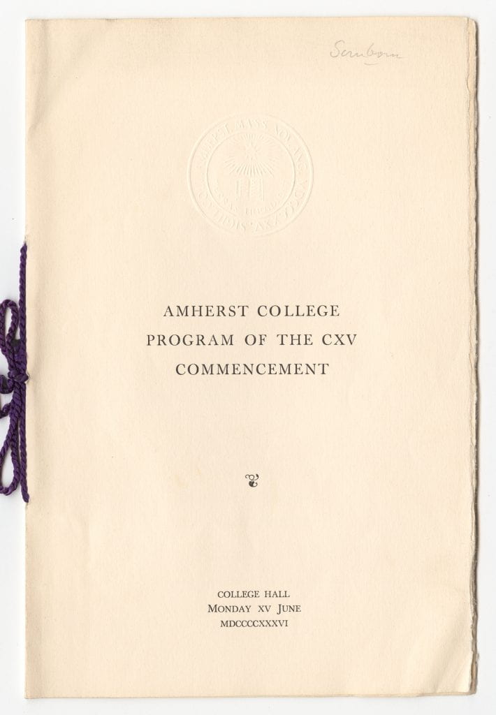 Program of the 1936 Amherst College commencement ceremony